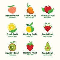 conjunto de logotipos de frutas frescas vetor