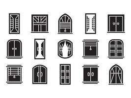 conjunto de ícones de glifo de janela e cortina vetor
