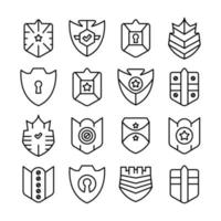 ícones de linha de escudo vetor