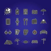 conjunto simples de ícones de viagens e passeios vetor