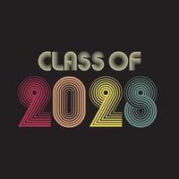 classe de 2028. ilustração em vetor letras estilo vintage. modelo para design de formatura, festa, colegial ou graduado da faculdade, anuário. vetor de design de camiseta