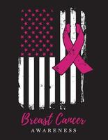 fita de conscientização - vetor de bandeira americana angustiada de conscientização do câncer de mama