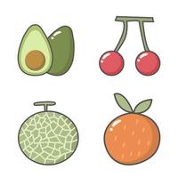 conjunto de clipart de frutas doodle vetor