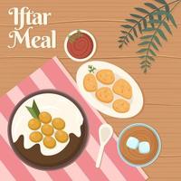 ilustração de refeição iftar plana vetor