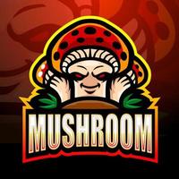 design de logotipo de esport de mascote de cogumelo vetor
