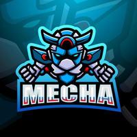 design de logotipo de esport de mascote mecha vetor