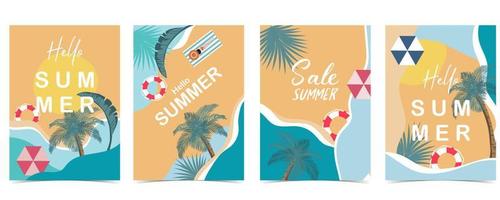 cartão postal de horário de verão com mar e praia no fundo do dia vetor