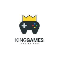 modelo de design de logotipo de jogo rei, combinação de ícones de joystick e coroa