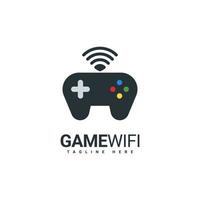 modelo de design de logotipo de jogo wifi, combinação de ícones de joystick e wifi