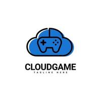 design de logotipo de jogo em nuvem, combinação de logotipo de joystick e nuvem, modelo de vetor de logotipo