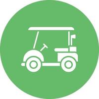 ícone de fundo de círculo de glifo de carrinho de golfe vetor