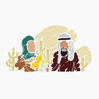 café árabe e pinceladas de casal vetor