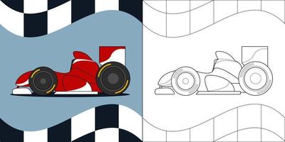 carro de corrida adequado para ilustração vetorial de página para colorir infantil vetor