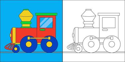 trem de brinquedo adequado para ilustração vetorial de página para colorir infantil vetor