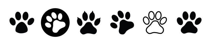 coleção de impressões de pata de cachorro e gato, ícone de pata conjunto de ícone preto