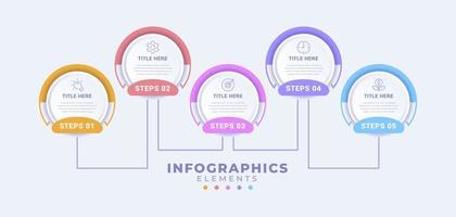 modelo de infográfico de negócios com cinco opções ou processo vetor