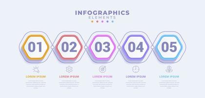 modelo de infográfico de negócios com cinco opções ou processo vetor