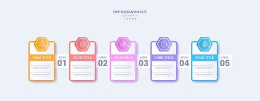 modelo de infográfico de negócios com cinco etapas vetor