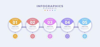 modelo de infográfico de negócios com cinco opções ou processo vetor