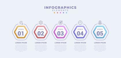 modelo de infográfico de negócios com cinco opções ou processo vetor