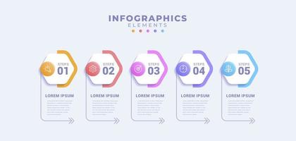 modelo de infográfico de negócios com cinco opções ou processo vetor