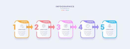 modelo de infográfico de negócios com cinco etapas vetor