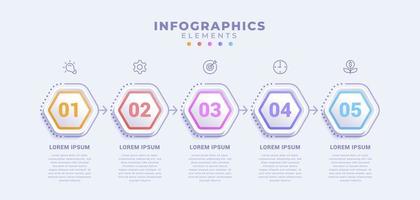 modelo de infográfico de negócios com cinco opções ou processo vetor