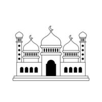 ilustração da mesquita com preto e branco. editável em vetor