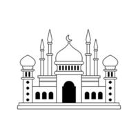 ilustração da mesquita com preto e branco. editável em vetor