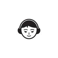menino usando fone de ouvido ou logotipo de menina de cabelo curto ou design de ícone vetor
