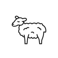 ilustração em vetor ícone de linha de ovelhas. símbolo de contorno de cordeiro. produção de lã, criação de mamíferos. fazenda de criação de ovelhas, pecuária