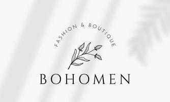 elemento floral botânico logotipo desenhado à mão com flores silvestres e folhas. logotipo para spa e salão de beleza, boutique, loja orgânica, casamento, designer floral, interior, fotografia, cosmético. vetor