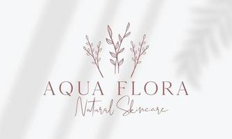 elemento floral botânico logotipo desenhado à mão com flores silvestres e folhas. logotipo para spa e salão de beleza, boutique, loja orgânica, casamento, designer floral, interior, fotografia, cosmético. vetor