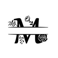 vetor de letra dividida de monograma decorativo inicial m