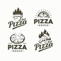 conjunto de modelo de logotipo de vetor de pizza