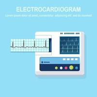 máquina ecg. monitor de eletrocardiograma para diagnóstico de coração humano com gráfico de ekg. equipamento médico para hospital com gráfico de ritmo cardíaco. desenho vetorial vetor