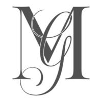 mg, gm, logotipo do monograma. ícone de assinatura caligráfica. monograma do logotipo do casamento. símbolo de monograma moderno. logotipo de casais para casamento vetor