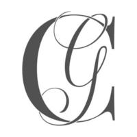 cg, gc, logotipo do monograma. ícone de assinatura caligráfica. monograma do logotipo do casamento. símbolo de monograma moderno. logotipo de casais para casamento vetor