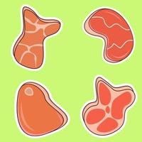 conjunto de ilustrações de cores de desenhos animados de carne fresca vetor de açougue