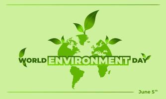 dia mundial do meio ambiente, design vetorial verde, ilustração vetorial e texto vetor