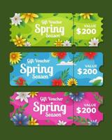 conjunto de voucher para venda de primavera vetor