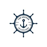 logotipo de emblemas retrô marinhos com âncora e direção do navio vetor