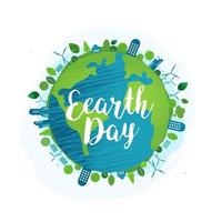 feliz Dia da Terra. dia da terra, 22 de abril com o globo e o mapa do mundo para salvar o meio ambiente, salvar o planeta verde limpo, conceito de ecologia. cartão para o dia mundial da terra. desenho vetorial vetor