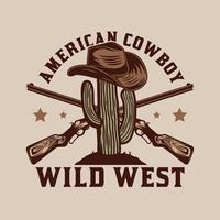 chapéu de cowboy no design do cacto oeste selvagem