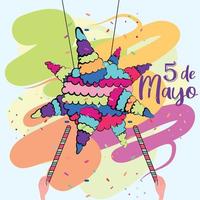 pinata mexicana estrela isolada. cartaz de cinco de maio - vetor