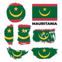 bandeira de estilo grunge da Mauritânia em um fundo branco. vetor texturizado bandeira da Mauritânia para design vertical. ilustração vetorial