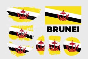 pincelada grunge com bandeira nacional brunei. desenho em aquarela de estilo. vetor isolado no fundo branco. ilustração vetorial