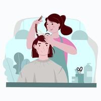 esteticistas penteando o cabelo vetor
