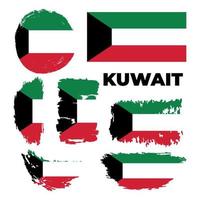 pincelada grunge com bandeira nacional do kuwait. bandeira de pintura em aquarela, pôster, bandeira da bandeira nacional. desenho em aquarela de estilo. vetor isolado em fundo transparente. ilustração vetorial