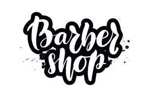 barbearia de letras de escova manuscrita inspiradora. ilustração vetorial de caligrafia isolada no fundo branco. tipografia para banners, crachás, cartão postal, camiseta, estampas, cartazes. vetor